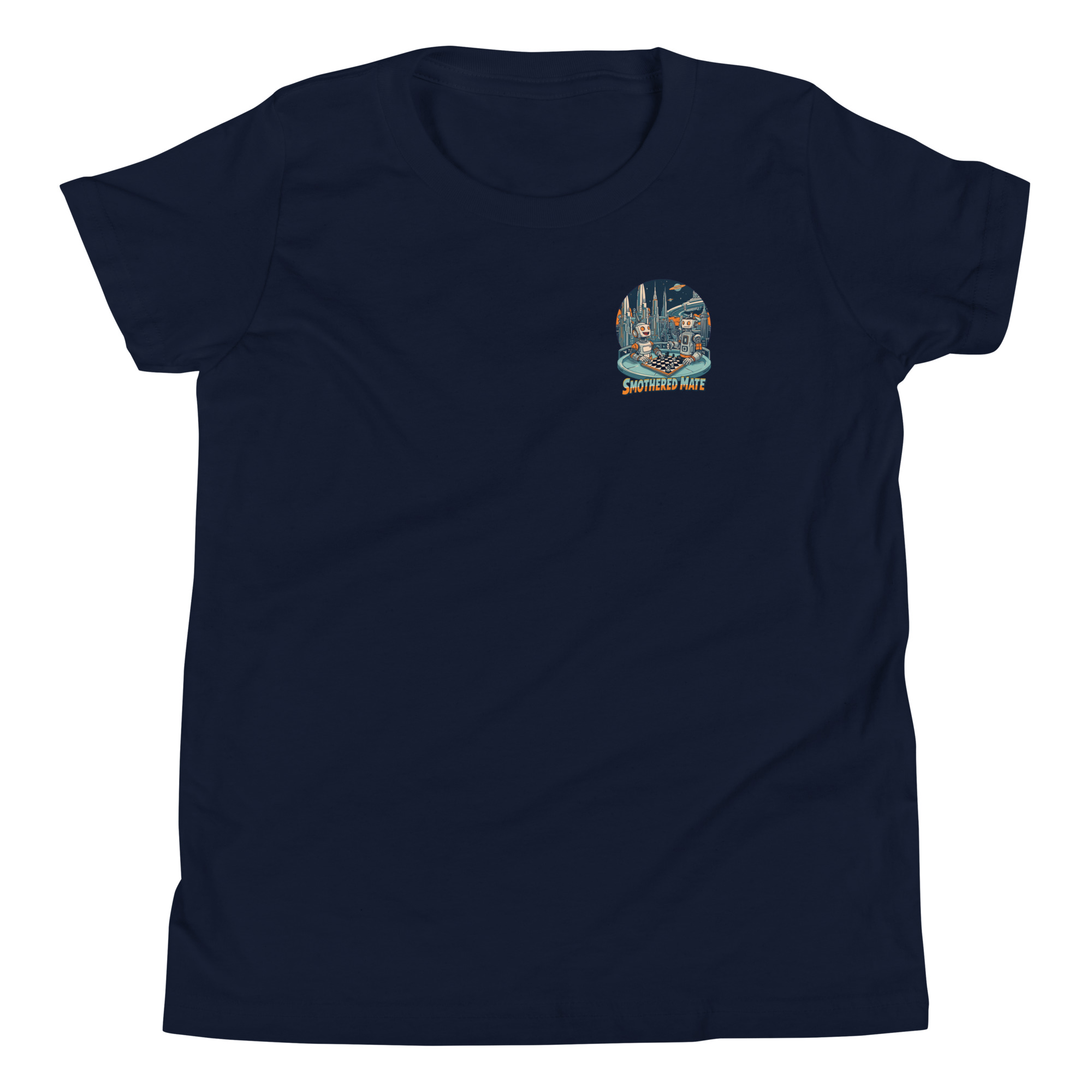 Kids Future Bots chess t-shirt front by Smothered Mate