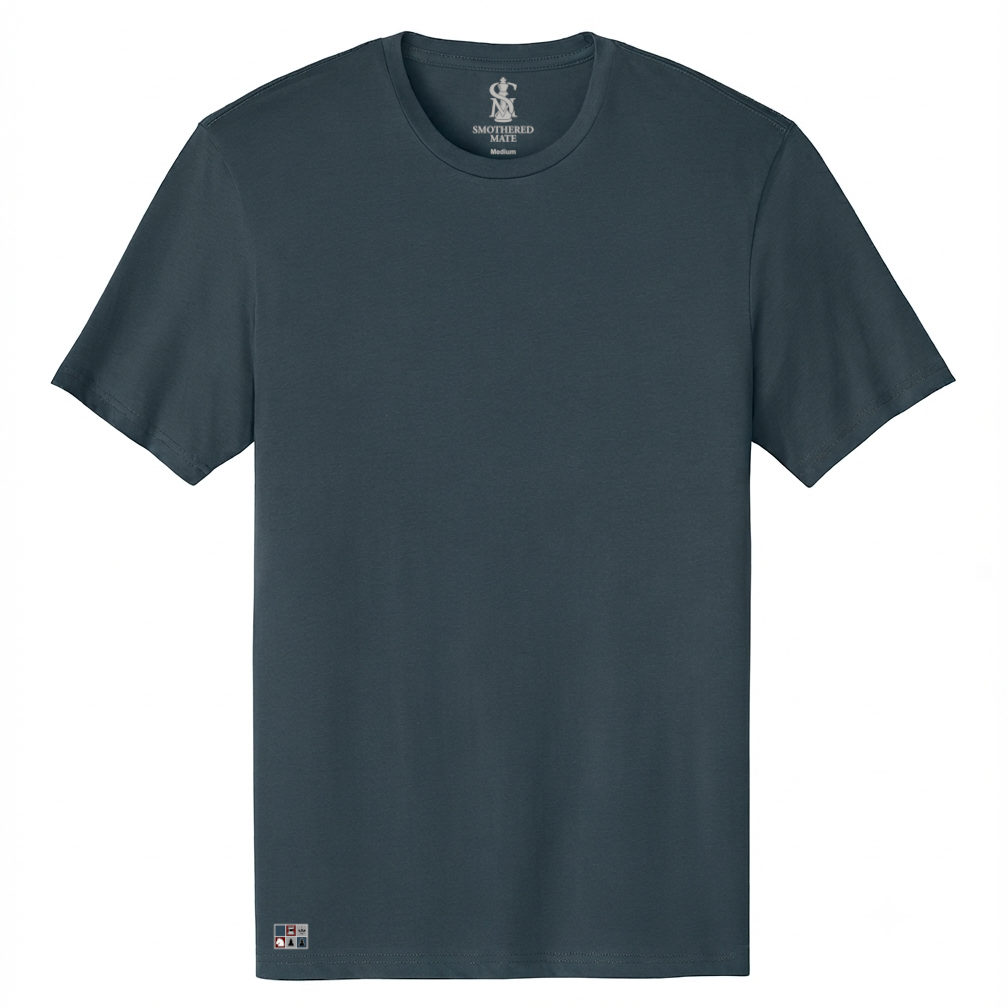 Classic Philidor Chess T-Shirt in Deep Steal Blue Color - front